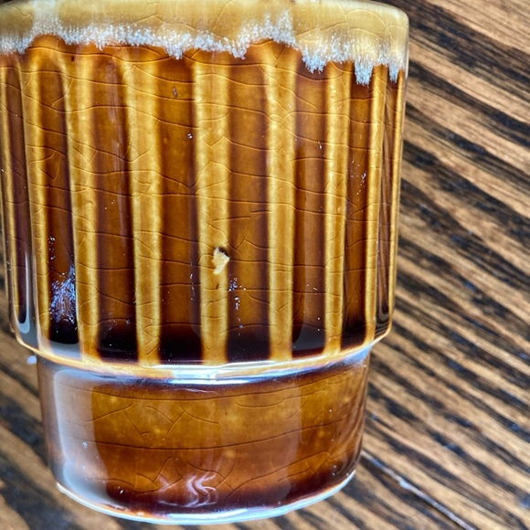 Vintage MCM Japan Brown Drip Glaze Stackable Ceramic Coffee Mugs Set of 7 - Picture 10 of 10